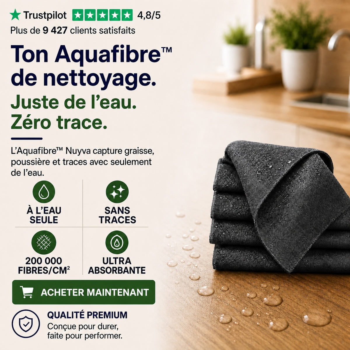 Nuyva AquaFibre™ — Nettoyage à l’eau, sans traces